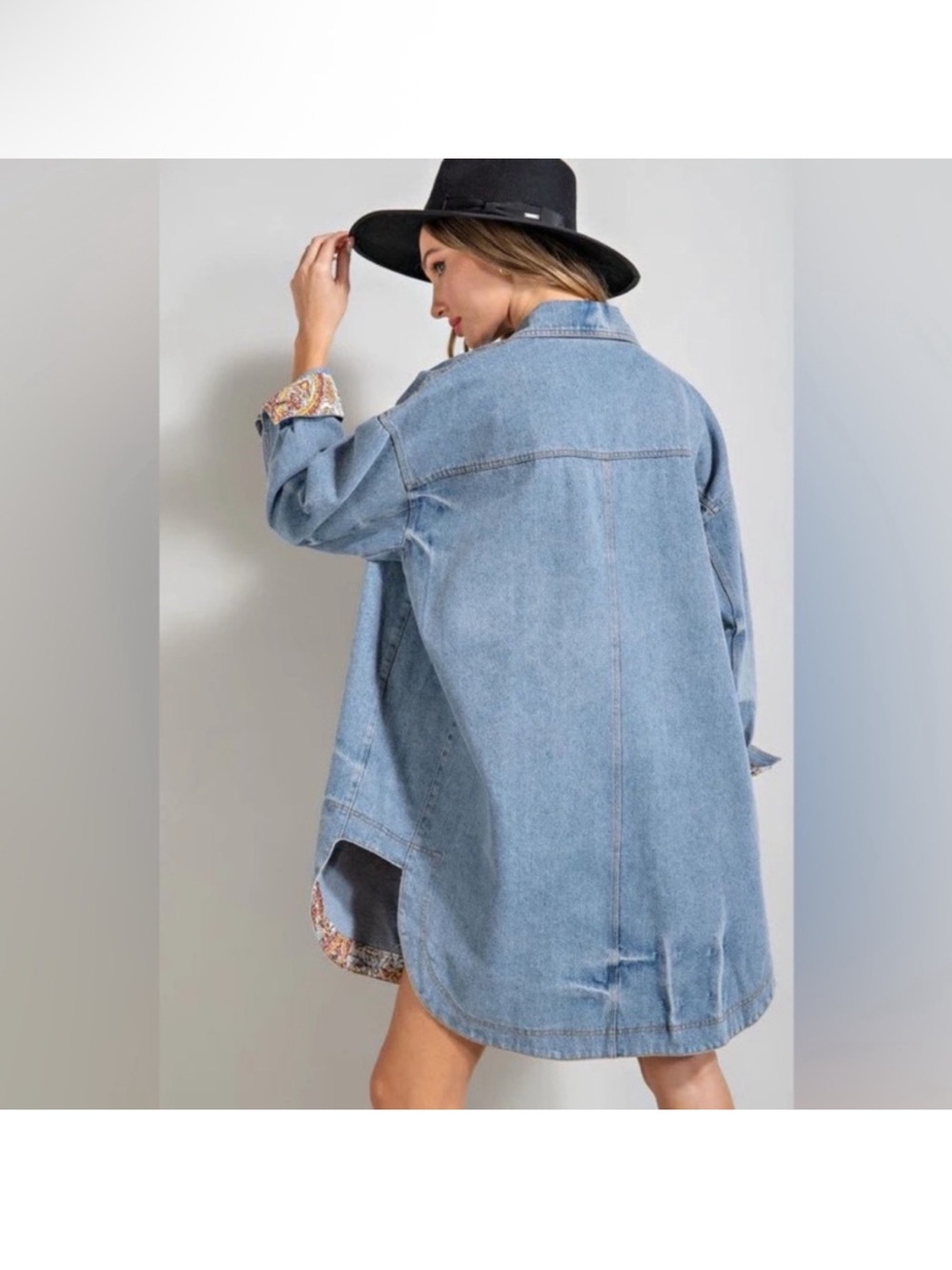 Anthropologie longline denim duster or dress size 1X coat - Picture 4 of 11